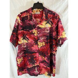 Hawaiian Vacation Men’s XL Pink & Red Hawaiian Print Button Up Shirt